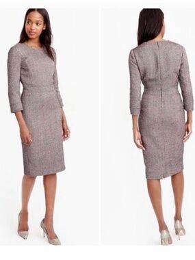 J. Crew Neon Tweed Sheath Career Dress